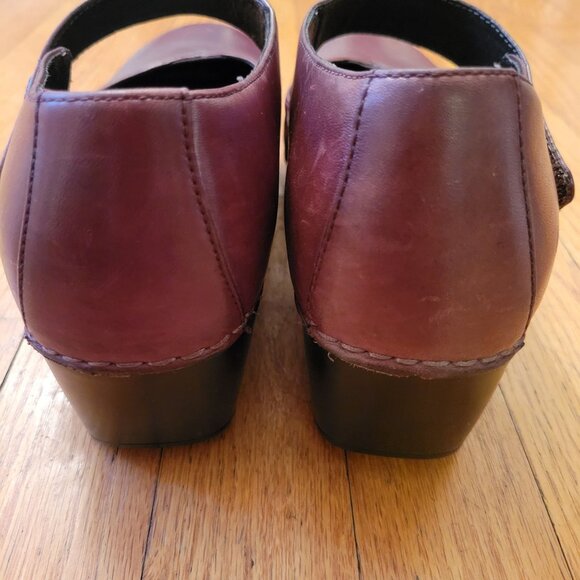 Dansko 10.5‎ 11 Burgundy Leather Mary Jane Heeled Clogs Shoes TANDY 41 - Picture 5 of 10